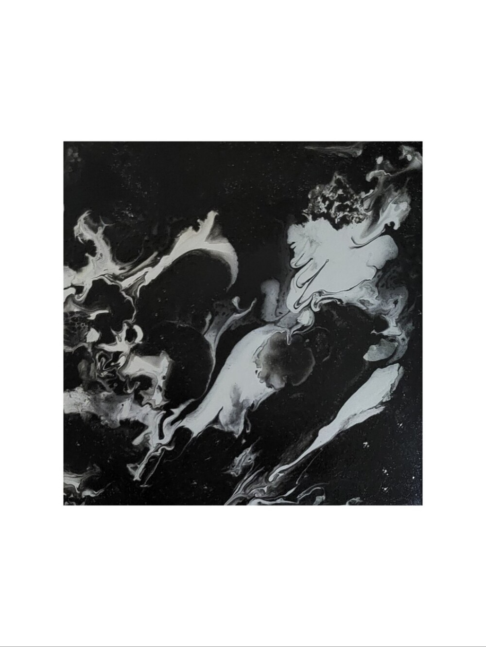 Hand Crafted Abstract Black & Gray 12x12 Inches Wall Art Canvas Painting - Picture 4 of 6